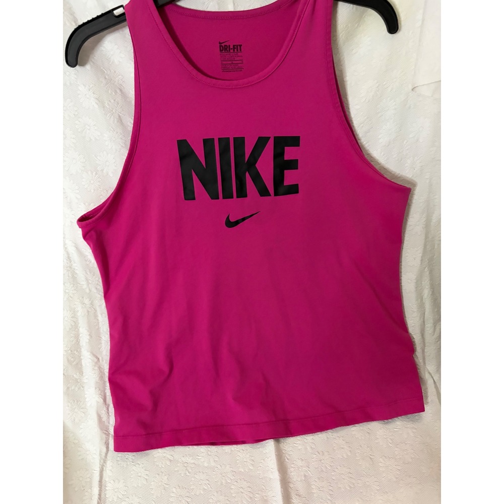 Nike Dri-FIT Pink Graphic Training Tank Y2K Sporty Chic Blockcore Streetwear M